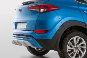 11 799 р. Накладка заднего бампера YT  Hyundai Tucson  TL (2015-2018) дорестайлинг (Неокрашенная)  с доставкой в г. Йошкар-Ола. Увеличить фотографию 2