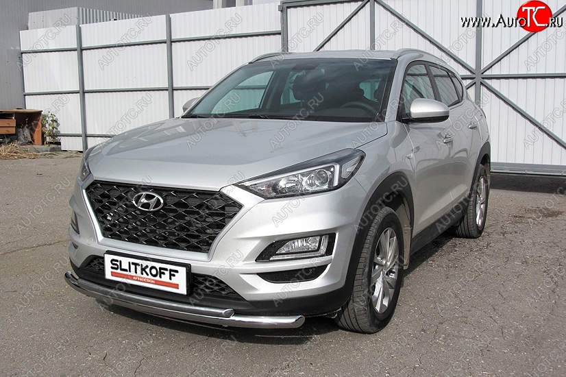 14 999 р. Защита переднего бампера Slitkoff (двойная, d57/42)  Hyundai Tucson  TL (2018-2021) рестайлинг (Нержавейка, Полированная)  с доставкой в г. Йошкар-Ола