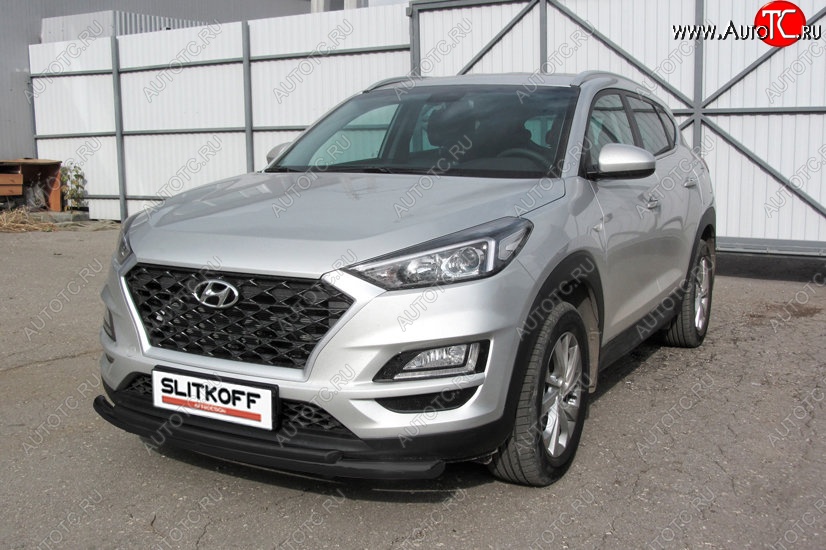 11 799 р. Защита переднего бампера Turbo Slitkoff (двойная, d57/42 мм) Hyundai Tucson TL рестайлинг (2018-2021) (Сталь с полимерным покрытием. Цвет: чёрный)  с доставкой в г. Йошкар-Ола