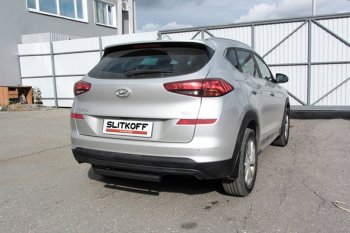 Защита заднего бампера Slitkoff (Turbo, короткая, d57) Hyundai (Хюндаи) Tucson (Туссон)  TL (2018-2021) TL рестайлинг