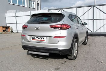 Защита заднего бампера Slitkoff (Turbo, короткая, d57) Hyundai (Хюндаи) Tucson (Туссон)  TL (2018-2021) TL рестайлинг