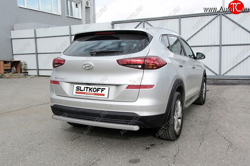 7 999 р. Защита заднего бампера Slitkoff (d57 мм) Hyundai Tucson TL рестайлинг (2018-2021) (Сталь с полимерным покрытием. Цвет: серебристый)  с доставкой в г. Йошкар-Ола