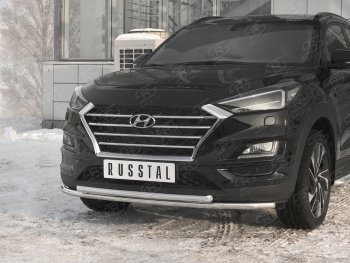 18 999 р. Защита переднего бампера (2 трубы Ø42 мм, нержавейка) SLITKOFF Hyundai Tucson TL рестайлинг (2018-2021)  с доставкой в г. Йошкар-Ола. Увеличить фотографию 2