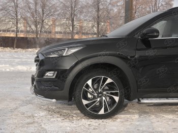 18 999 р. Защита переднего бампера (2 трубы Ø42 мм, нержавейка) SLITKOFF Hyundai Tucson TL рестайлинг (2018-2021)  с доставкой в г. Йошкар-Ола. Увеличить фотографию 4