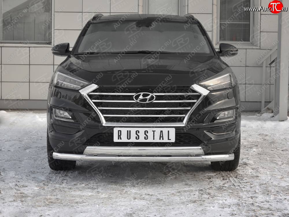 22 949 р. Защита переднего бампера (2 трубы Ø63 и 75х42 мм, нержавейка) Russtal Hyundai Tucson TL рестайлинг (2018-2021)  с доставкой в г. Йошкар-Ола