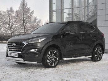 22 949 р. Защита переднего бампера (2 трубы Ø63 и 75х42 мм, нержавейка) Russtal Hyundai Tucson TL рестайлинг (2018-2021)  с доставкой в г. Йошкар-Ола. Увеличить фотографию 2