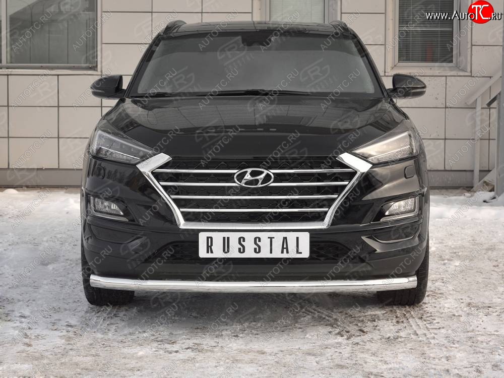 15 549 р. Защита переднего бампера (Ø 63 мм, нержавейка) SLITKOFF Hyundai Tucson TL рестайлинг (2018-2021)  с доставкой в г. Йошкар-Ола