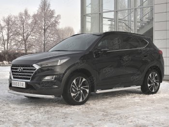 15 549 р. Защита переднего бампера (Ø 63 мм, нержавейка) SLITKOFF Hyundai Tucson TL рестайлинг (2018-2021)  с доставкой в г. Йошкар-Ола. Увеличить фотографию 2