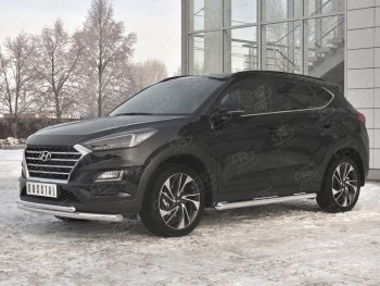 17 899 р. Защита переднего бампера (2 трубы Ø63 и 42 мм, нержавейка) SLITKOFF  Hyundai Tucson  TL (2018-2021) рестайлинг  с доставкой в г. Йошкар-Ола. Увеличить фотографию 2