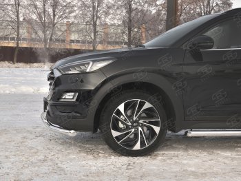 17 899 р. Защита переднего бампера (2 трубы Ø63 и 42 мм, нержавейка) SLITKOFF  Hyundai Tucson  TL (2018-2021) рестайлинг  с доставкой в г. Йошкар-Ола. Увеличить фотографию 3