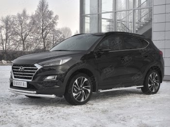 19 549 р. Защита переднего бампера (2 трубы Ø63 и 42 мм, нержавейка) SLITKOFF Hyundai Tucson TL рестайлинг (2018-2021)  с доставкой в г. Йошкар-Ола. Увеличить фотографию 2