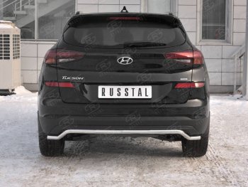 Защита заднего бампера (Ø42 мм волна, нержавейка) SLITKOFF Hyundai Tucson TL рестайлинг (2018-2021)