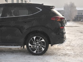 14 899 р. Защита заднего бампера (Ø42 мм волна, нержавейка) SLITKOFF Hyundai Tucson TL рестайлинг (2018-2021)  с доставкой в г. Йошкар-Ола. Увеличить фотографию 2