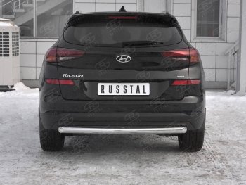 Защита заднего бампера (Ø63 мм, нержавейка) SLITKOFF Hyundai (Хюндаи) Tucson (Туссон)  TL (2018-2021) TL рестайлинг