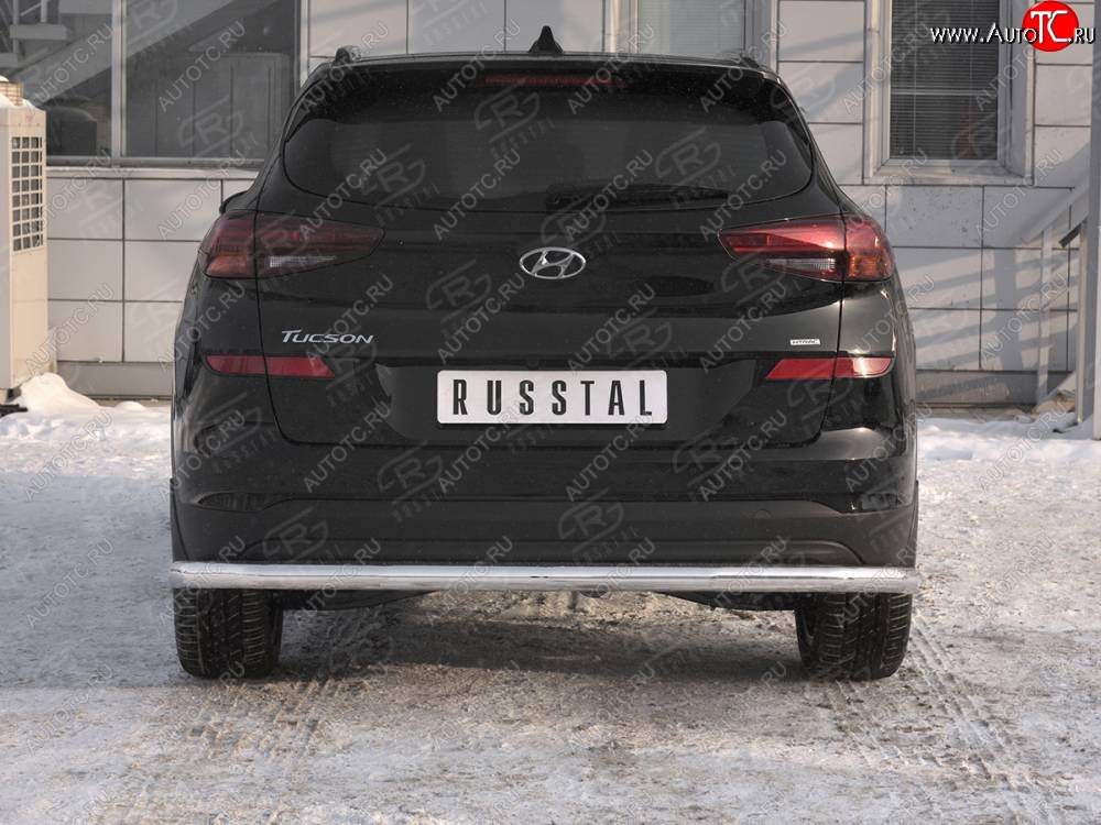 15 349 р. Защита заднего бампера (Ø63 мм, нержавейка) RUSSTAL  Hyundai Tucson  TL (2018-2021) рестайлинг  с доставкой в г. Йошкар-Ола