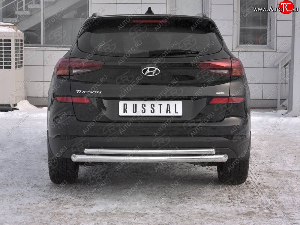 16 999 р. Защита заднего бампера (Ø63/42 мм, нержавейка) SLITKOFF Hyundai Tucson TL рестайлинг (2018-2021)  с доставкой в г. Йошкар-Ола