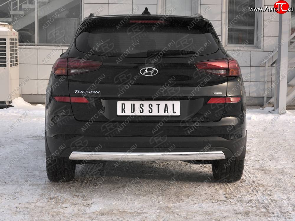 14 999 р. Защита заднего бампера (Ø75x42 мм, нержавейка) Russtal Hyundai Tucson TL рестайлинг (2018-2021)  с доставкой в г. Йошкар-Ола