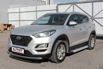 14 999 р. Пороги алюминиевые Slitkoff  Hyundai Tucson  TL (2018-2021) рестайлинг (Optima Silver)  с доставкой в г. Йошкар-Ола. Увеличить фотографию 2