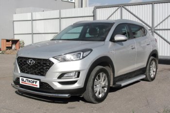 19 749 р. Пороги алюминиевые Slitkoff  Hyundai Tucson  TL (2018-2021) рестайлинг (Standart Silver)  с доставкой в г. Йошкар-Ола. Увеличить фотографию 2