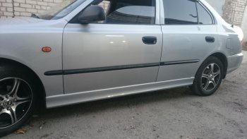 4 099 р. Пороги накладки Style  Hyundai Accent  седан ТагАЗ (2001-2012) (Неокрашенные)  с доставкой в г. Йошкар-Ола. Увеличить фотографию 12