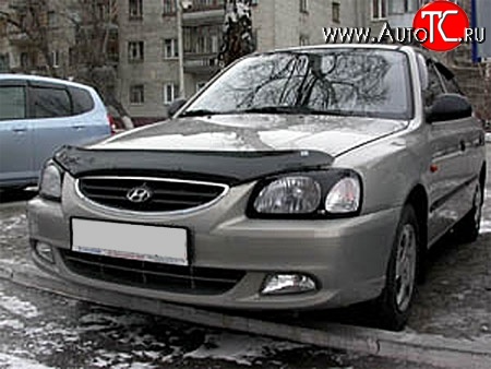 1 484 р. Защита передних фар NovLine (очки) . Hyundai Accent седан ТагАЗ (2001-2012)  с доставкой в г. Йошкар-Ола