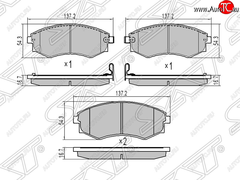 1 449 р. Колодки тормозные SAT (передние) Hyundai Sonata EF рестайлинг ТагАЗ (2001-2013)  с доставкой в г. Йошкар-Ола