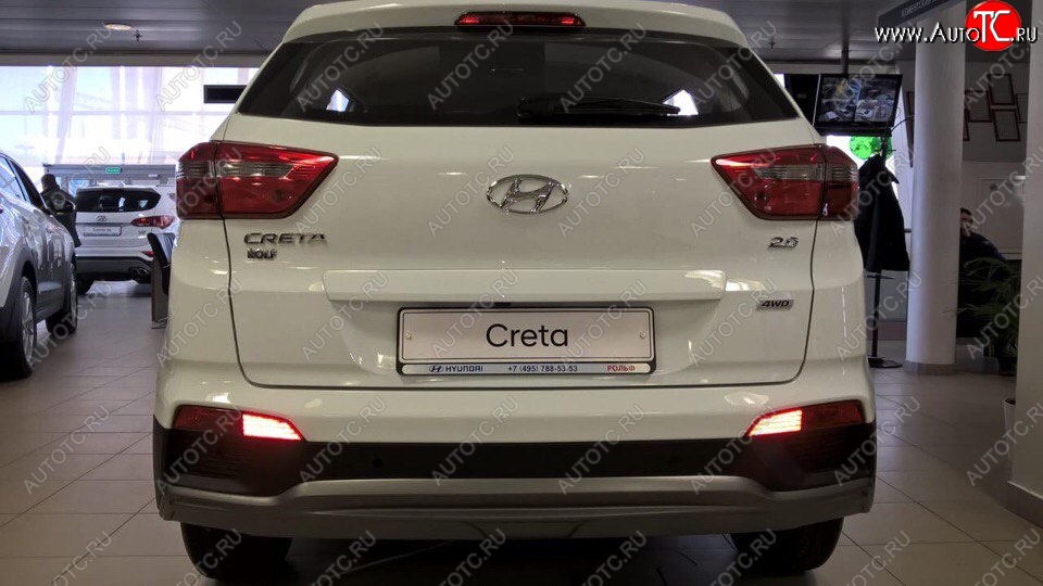 5 649 р. Накладка на задний бампер АвтоКрат Hyundai Creta GS дорестайлинг (2015-2019) (Неокрашенная)  с доставкой в г. Йошкар-Ола