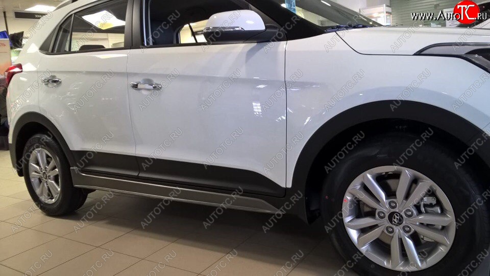 7 349 р. Пластиковые пороги АвтоКрат Hyundai Creta GS рестайлинг (2019-2021) (Неокрашенные)  с доставкой в г. Йошкар-Ола