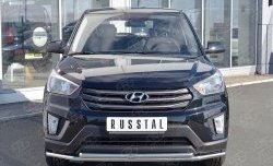 Защита переднего бампера (2 трубыØ42 мм, нержавейка) SLITKOFF Hyundai Creta GS дорестайлинг (2015-2019)