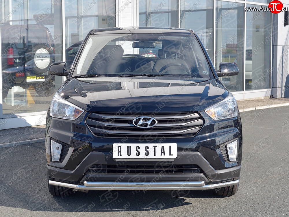 18 999 р. Защита переднего бампера (2 трубыØ42 мм, нержавейка) SLITKOFF Hyundai Creta GS дорестайлинг (2015-2019)  с доставкой в г. Йошкар-Ола