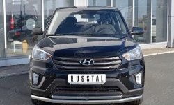 Защита переднего бампера (2 трубыØ63 и 42 мм, нержавейка) SLITKOFF Hyundai Creta GS дорестайлинг (2015-2019)