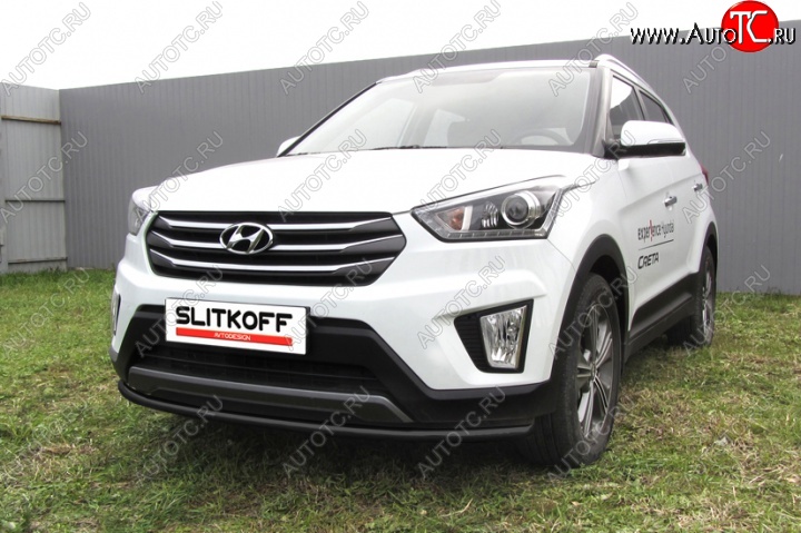 8 349 р. Защита переднего бампер из трубы d42 Slitkoff (дуга) Hyundai Creta GS дорестайлинг (2015-2019) (Цвет: серебристый)  с доставкой в г. Йошкар-Ола