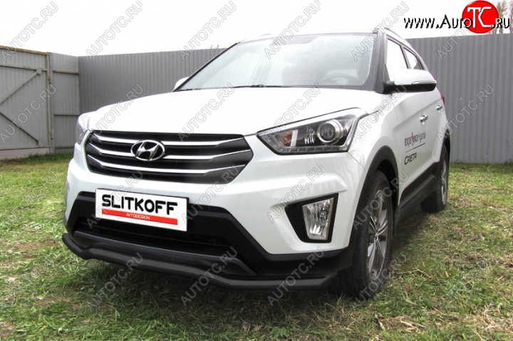 9 849 р. Защита переднего бампер из трубы d57 Slitkoff (волна) Hyundai Creta GS дорестайлинг (2015-2019) (Цвет: серебристый)  с доставкой в г. Йошкар-Ола