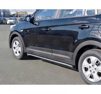 Защита порогов из круглой трубы d42 мм SLITKOFF v3 Hyundai Creta GS дорестайлинг (2015-2019)