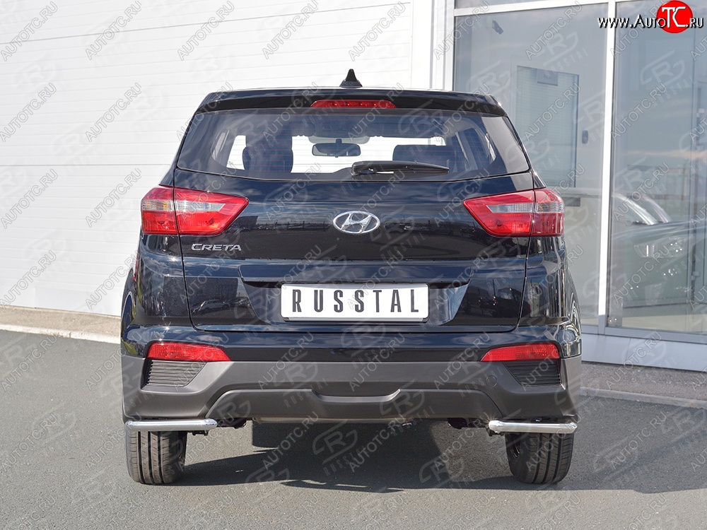 13 999 р. Защита заднего бампера (Ø42 мм уголки, нержавейка) SLITKOFF Hyundai Creta GS дорестайлинг (2015-2019)  с доставкой в г. Йошкар-Ола