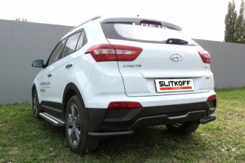 Защита заднего бампера из уголков d57 Slitkoff Hyundai Creta GS дорестайлинг (2015-2019)