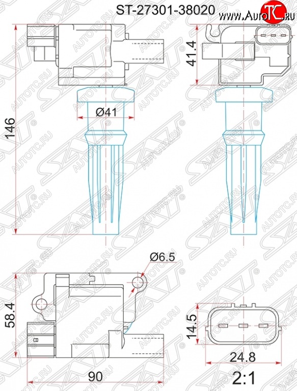 1 149 р. Катушка зажигания SAT  Hyundai Equus (2009-2016), Hyundai Genesis  BH (2008-2012), Hyundai IX55  EN (2006-2013), KIA Opirus (2002-2010), KIA Sorento  XM (2009-2015)  с доставкой в г. Йошкар-Ола