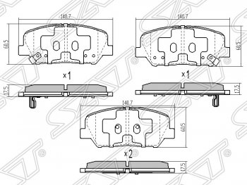 Колодки тормозные SAT (задние) Hyundai (Хюндаи) I30 (и30)  2 GD (2011-2017),  Veloster (Велостер)  FS (2011-2018), KIA (КИА) Optima (Оптима)  3 TF (2010-2016)