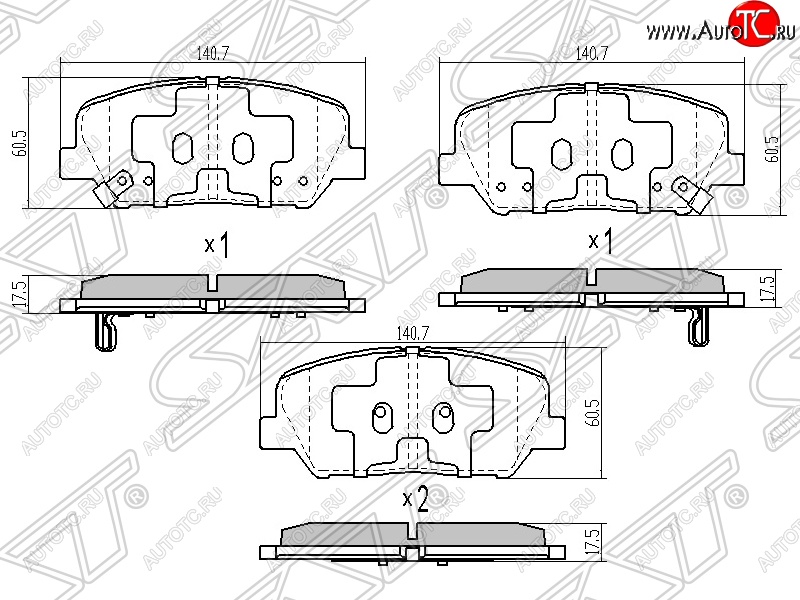 1 499 р. Колодки тормозные SAT (задние)  Hyundai I30  2 GD (2011-2017), Hyundai Veloster  FS (2011-2018), KIA Optima  3 TF (2010-2016)  с доставкой в г. Йошкар-Ола