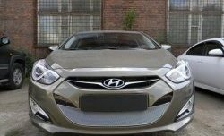 2 349 р. Сетка на бампер Russtal (хром) Hyundai I40 1 VF рестайлинг седан (2015-2019)  с доставкой в г. Йошкар-Ола. Увеличить фотографию 3