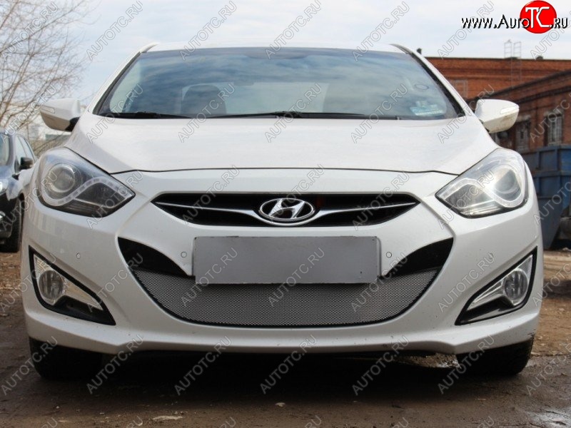 1 539 р. Защитная сетка на бампер Russtal (хром) Hyundai I40 1 VF рестайлинг седан (2015-2019)  с доставкой в г. Йошкар-Ола