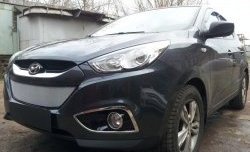 2 199 р. Сетка на бампер Russtal (хром) Hyundai IX35 LM дорестайлинг (2009-2013)  с доставкой в г. Йошкар-Ола. Увеличить фотографию 2