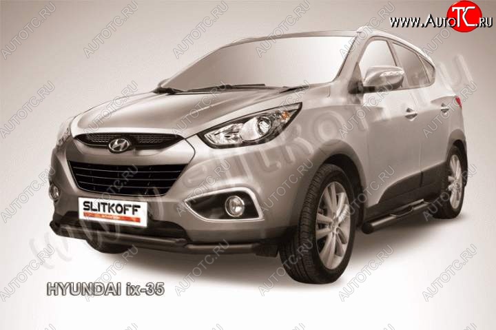 11 399 р. Защита переднего бампера из труб d57+d42 Slitkoff Hyundai IX35 LM рестайлинг (2013-2018) (Цвет: серебристый)  с доставкой в г. Йошкар-Ола