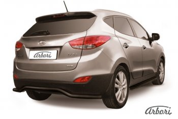 Защита заднего бампера Arbori (волна, черная, 1 труба d57 mm). Hyundai IX35 LM рестайлинг (2013-2018)