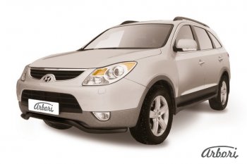 Защита переднего бампера Arbori (волна, черная, 1 труба d57 mm). Hyundai IX55 EN (2006-2013)