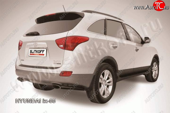 5 449 р. Защита заднего бампера из уголков d57 Slitkoff Hyundai IX55 EN (2006-2013) (Цвет: серебристый)  с доставкой в г. Йошкар-Ола