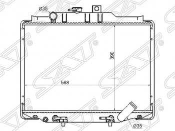 Радиатор двигателя SAT (пластинчатый, Diesel, МКПП/АКПП) Hyundai (Хюндаи) Porter (Портер)  AU,KR (1996-2011), Mitsubishi (Митсубиси) Delica (Делика)  4 (1994-1997)