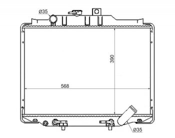 Радиатор двигателя SAT (пластинчатый, DIESEL, МКПП/АКПП) Hyundai (Хюндаи) Porter (Портер)  AU,KR (1996-2011), Mitsubishi (Митсубиси) Delica (Делика)  4 (1994-2007),  L400 (аши) (1994-2006)