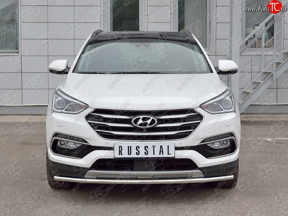 15 499 р. Защита переднего бампера (Ø42 мм, нержавейка, Premium) SLITKOFF Hyundai Santa Fe DM рестайлинг (2015-2019)  с доставкой в г. Йошкар-Ола