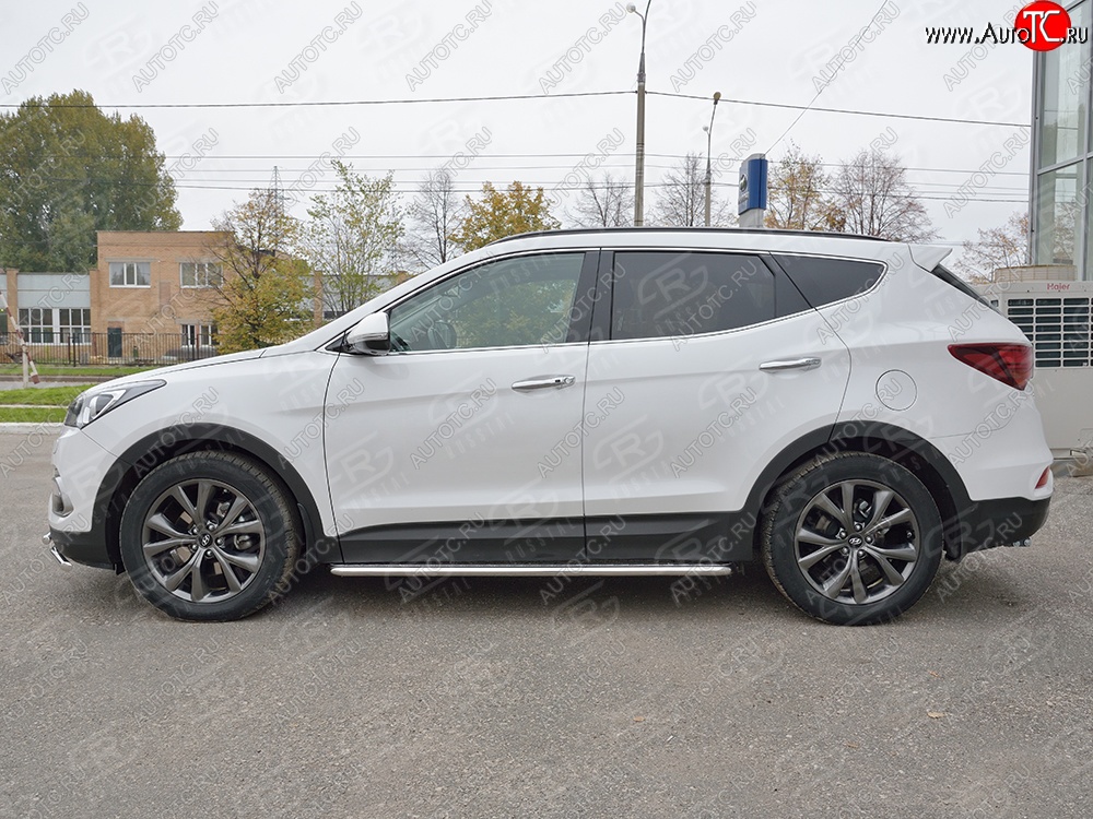 26 999 р. Широкая защита порогов с трубой диаметром 42 мм Premium SLITKOFF Hyundai Santa Fe DM рестайлинг (2015-2019)  с доставкой в г. Йошкар-Ола